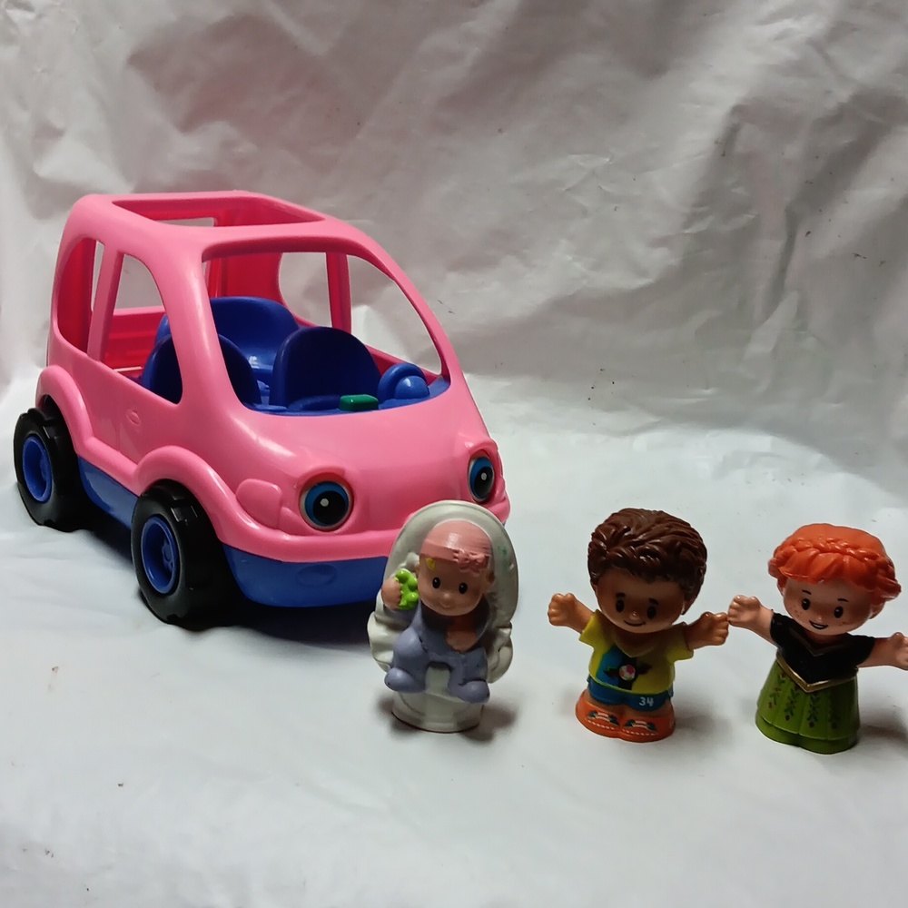 Fisher Price-Little People Pink and Blue Toy Car with Figures
